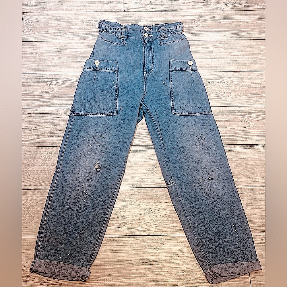 Free People High Rise 80s retro paint splatter Petaluma Denim Jeans. - Picture 3 of 12